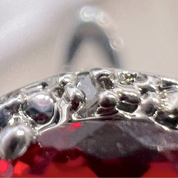 Trilogy Red Gemstone Diamond Accent Latch Back Earrings - Picture 7 of 12